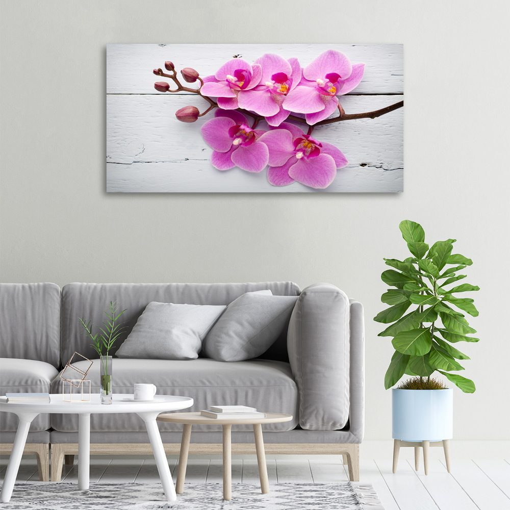 Canvas wall art Orchid on wood