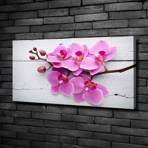 Canvas wall art Orchid on wood