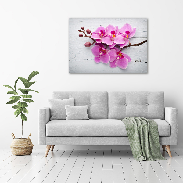 Canvas wall art Orchid on wood