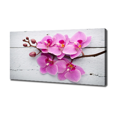 Canvas wall art Orchid on wood