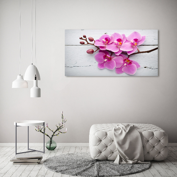 Canvas wall art Orchid on wood