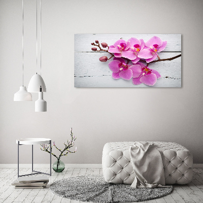 Canvas wall art Orchid on wood