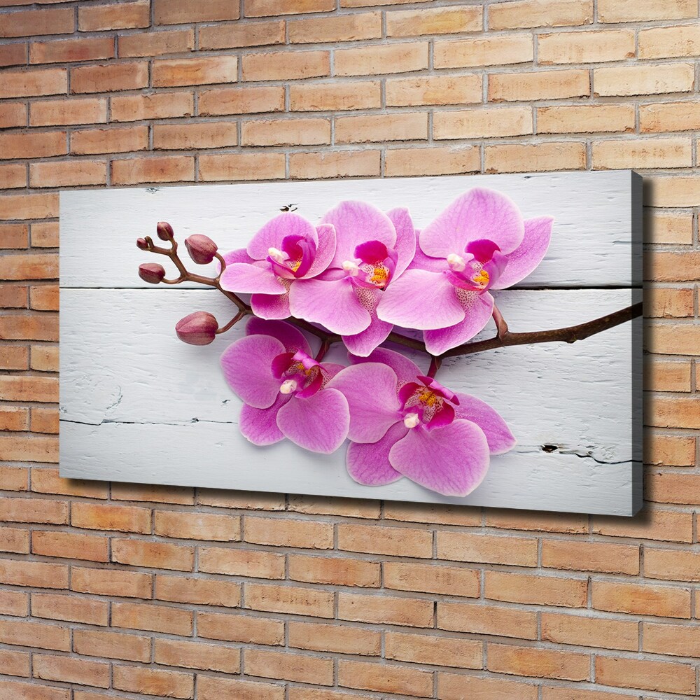 Canvas wall art Orchid on wood