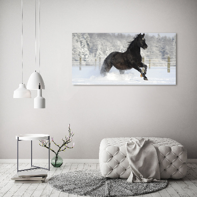 Large canvas wall art Snow horse at the gallop