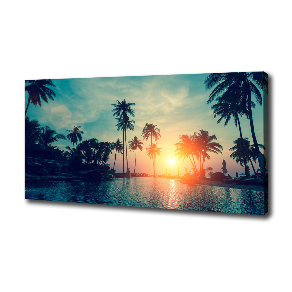 Canvas wall art Sunset palm trees