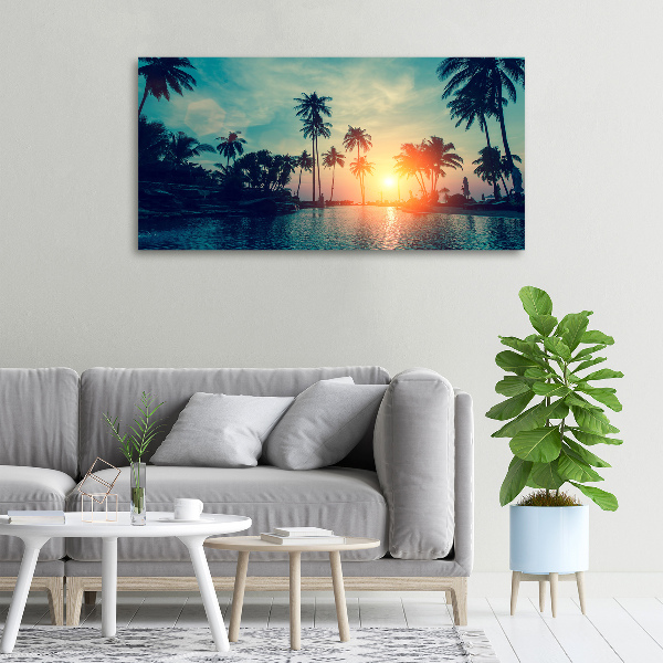 Canvas wall art Sunset palm trees