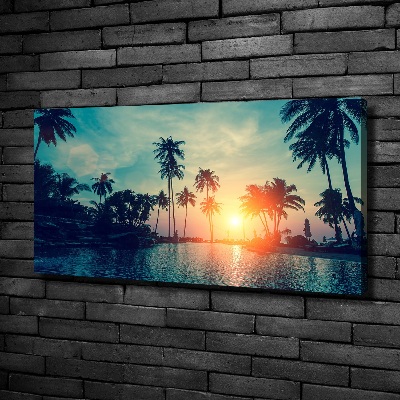 Canvas wall art Sunset palm trees