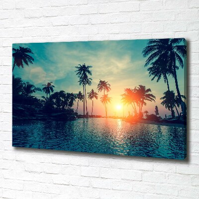 Canvas wall art Sunset palm trees