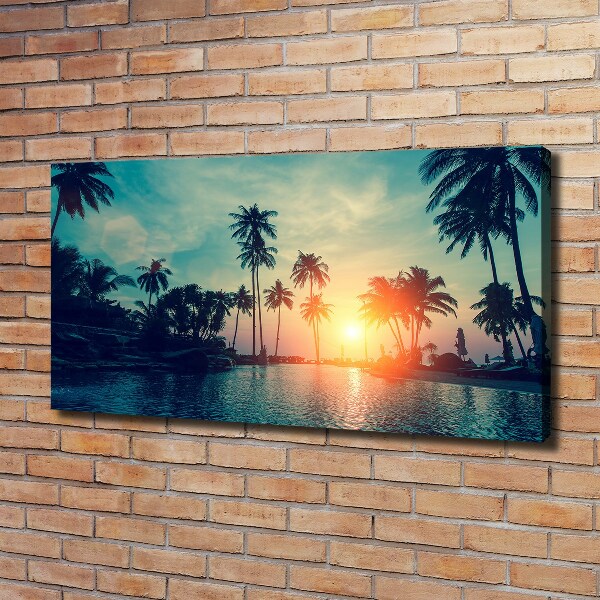 Canvas wall art Sunset palm trees