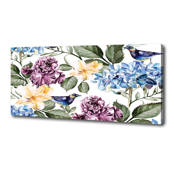 Canvas wall art Flowers and birds