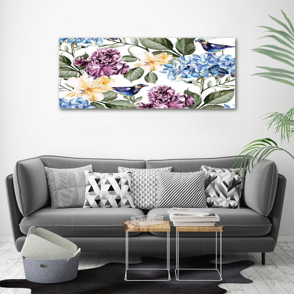 Canvas wall art Flowers and birds