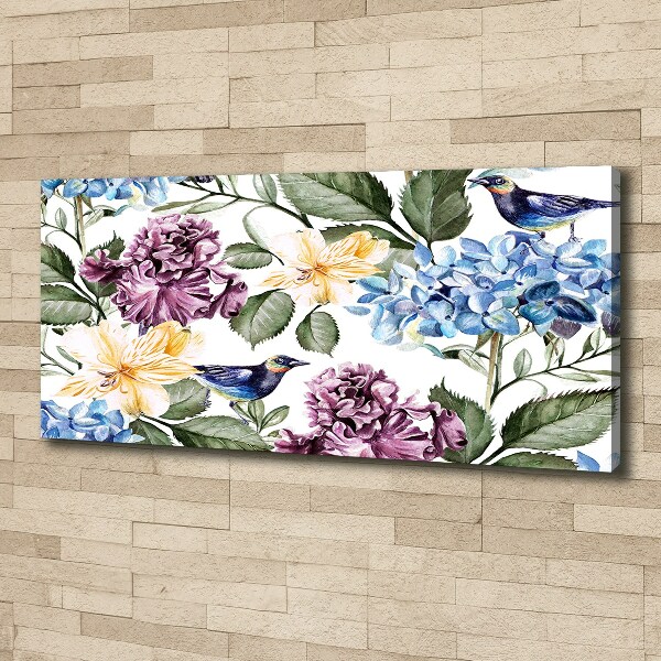 Canvas wall art Flowers and birds