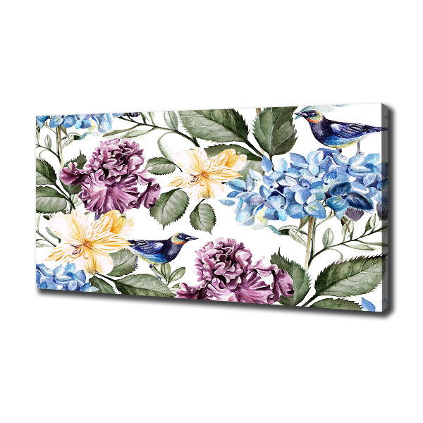 Canvas wall art Flowers and birds