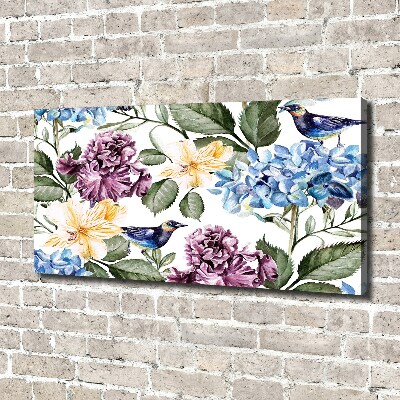 Canvas wall art Flowers and birds