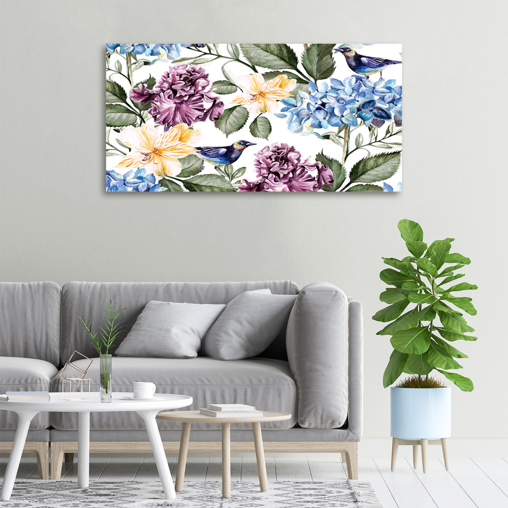 Canvas wall art Flowers and birds