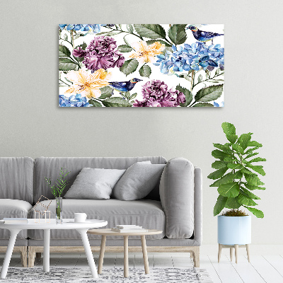 Canvas wall art Flowers and birds