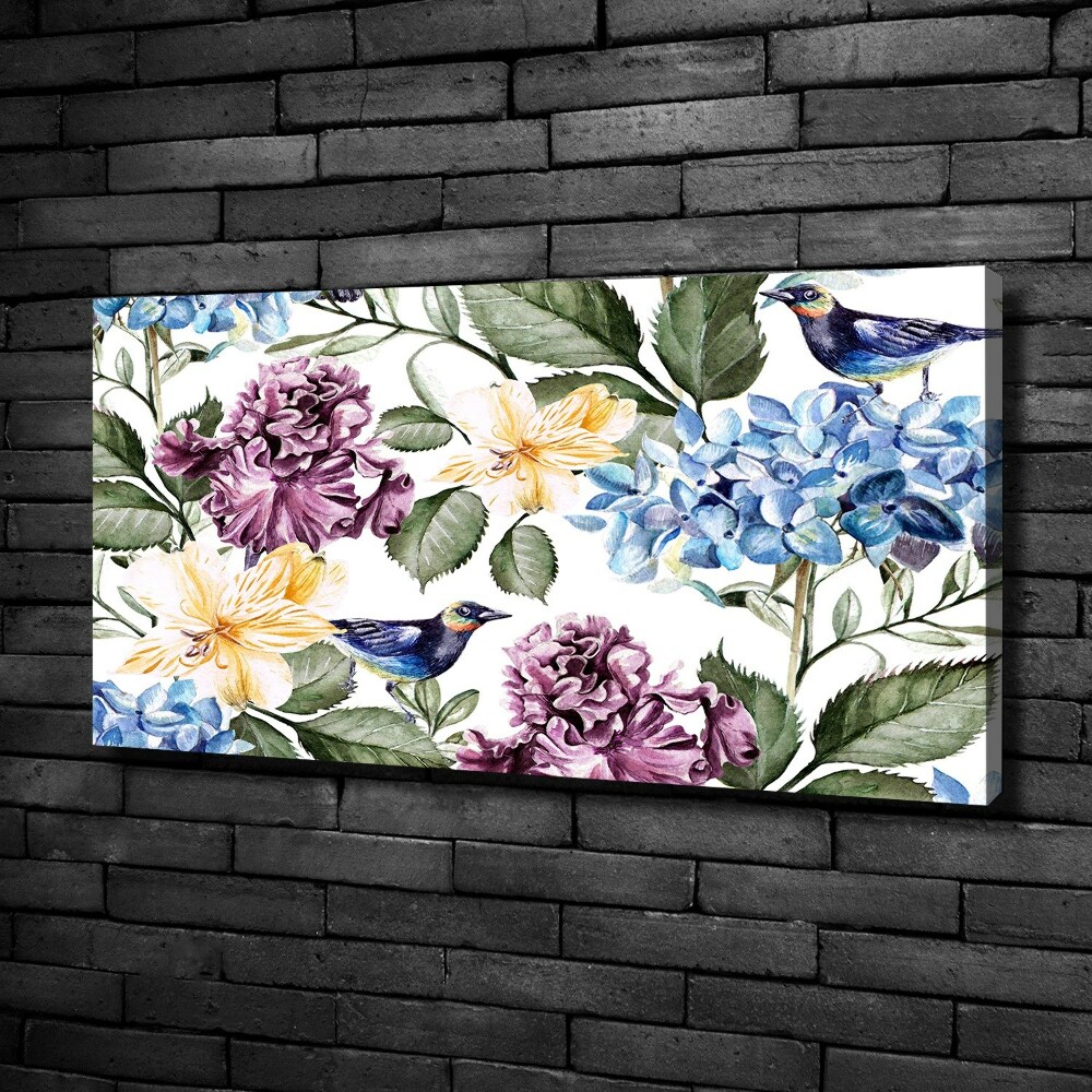 Canvas wall art Flowers and birds