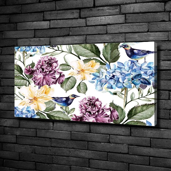 Canvas wall art Flowers and birds