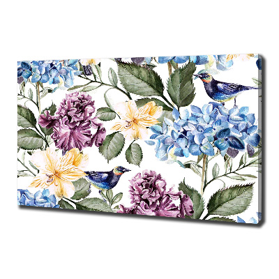 Canvas wall art Flowers and birds