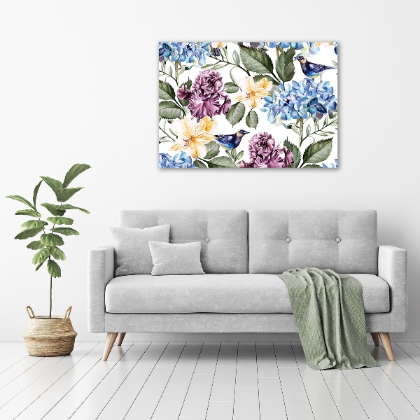 Canvas wall art Flowers and birds