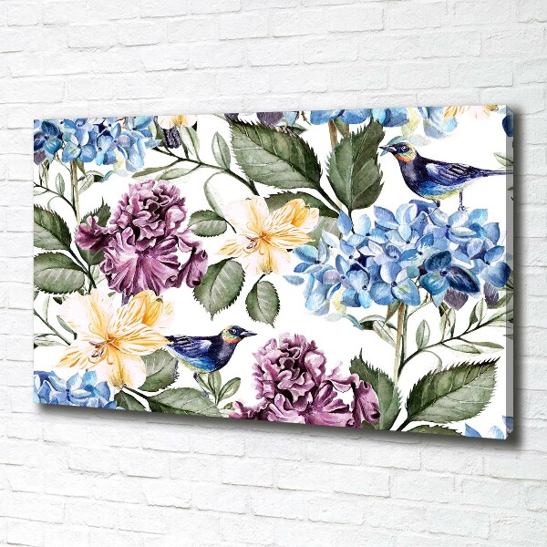 Canvas wall art Flowers and birds