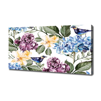 Canvas wall art Flowers and birds