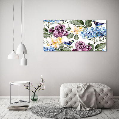 Canvas wall art Flowers and birds