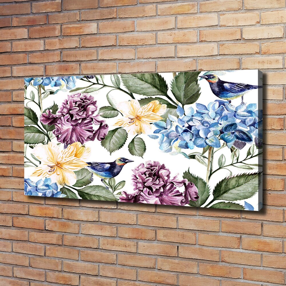 Canvas wall art Flowers and birds