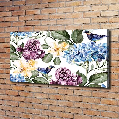 Canvas wall art Flowers and birds