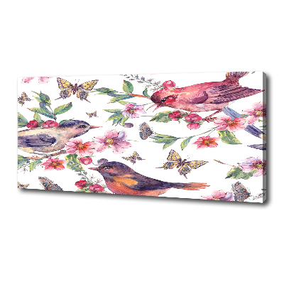 Canvas wall art Birds butterflies cherries