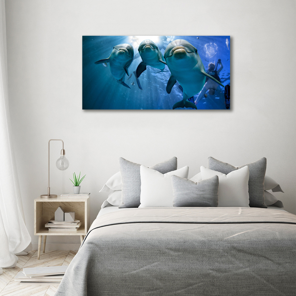 Canvas wall art Three dolphins