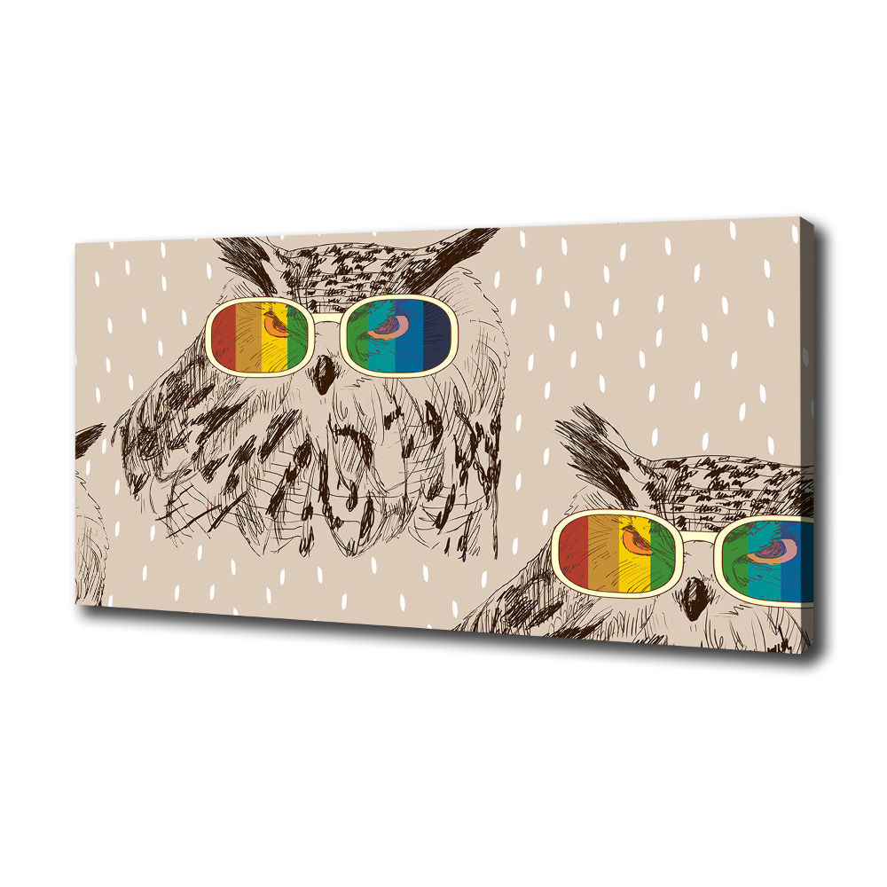 Canvas wall art Owls with glasses