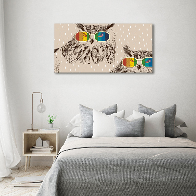 Canvas wall art Owls with glasses