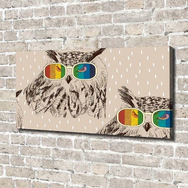 Canvas wall art Owls with glasses