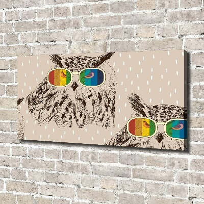 Canvas wall art Owls with glasses