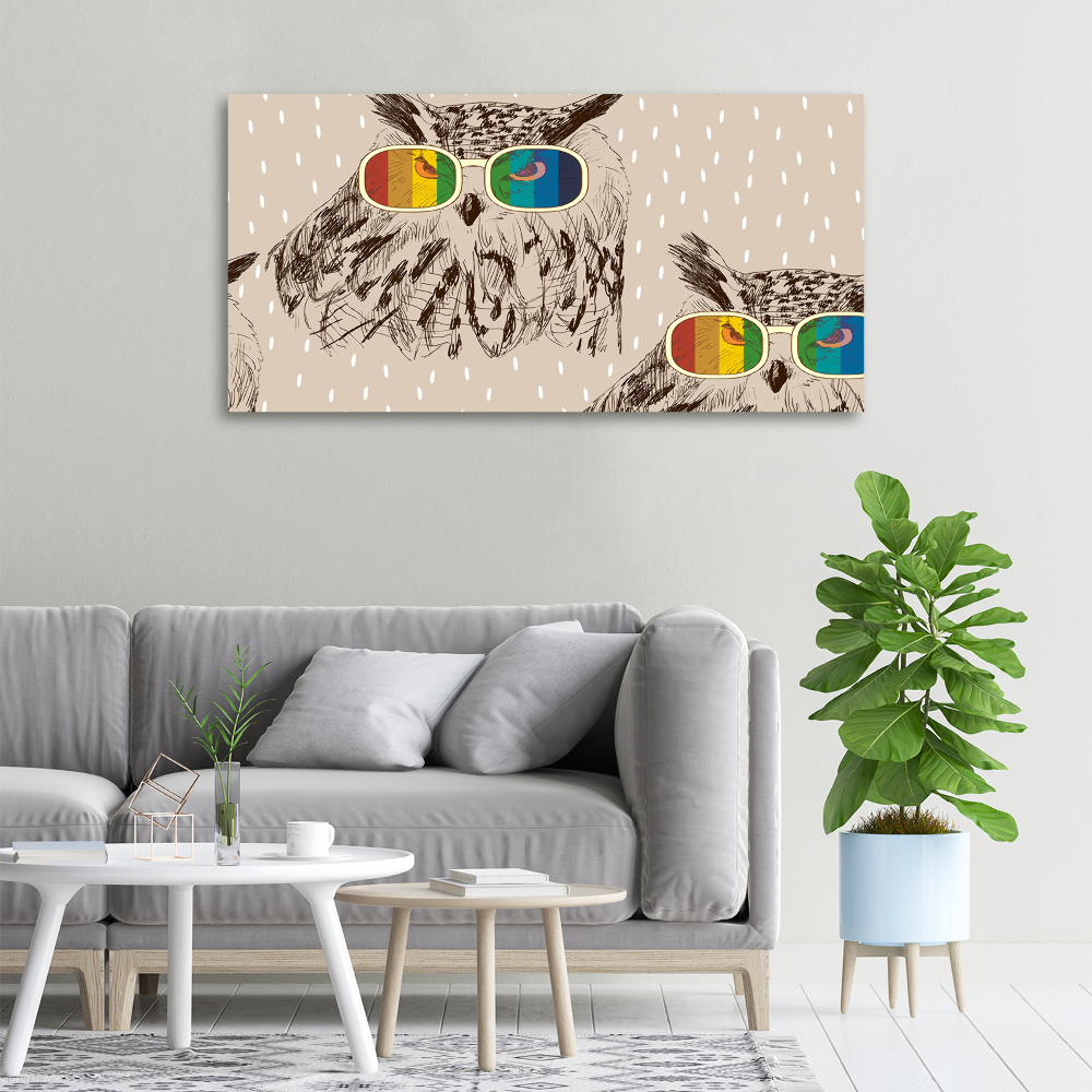 Canvas wall art Owls with glasses