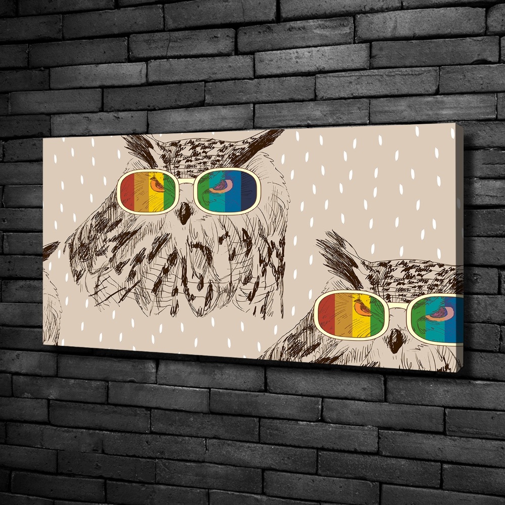 Canvas wall art Owls with glasses