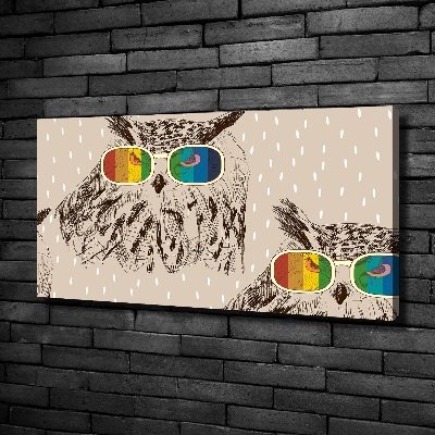 Canvas wall art Owls with glasses