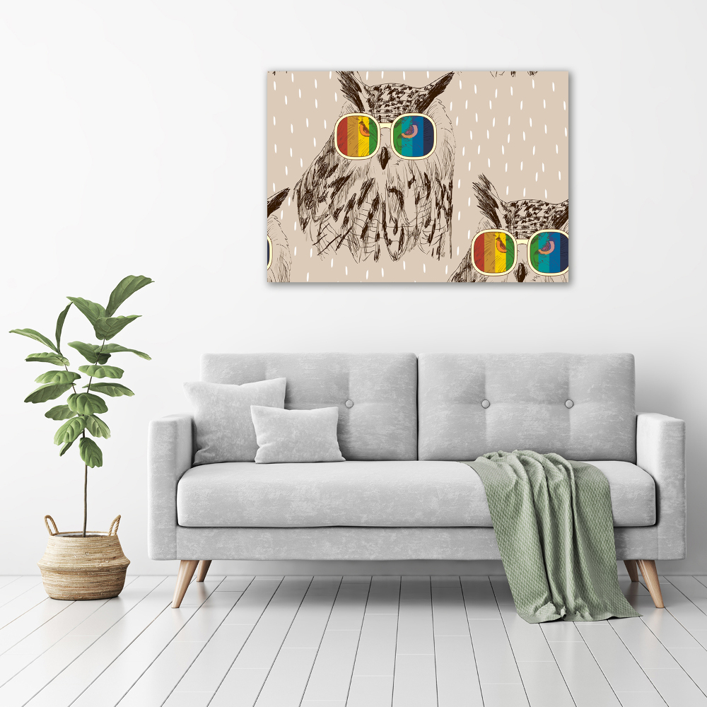 Canvas wall art Owls with glasses