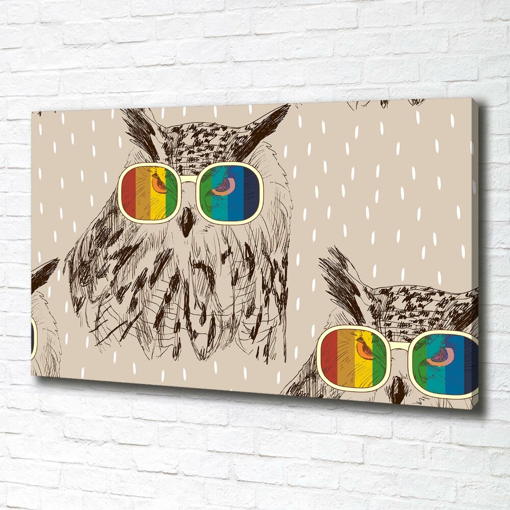 Canvas wall art Owls with glasses