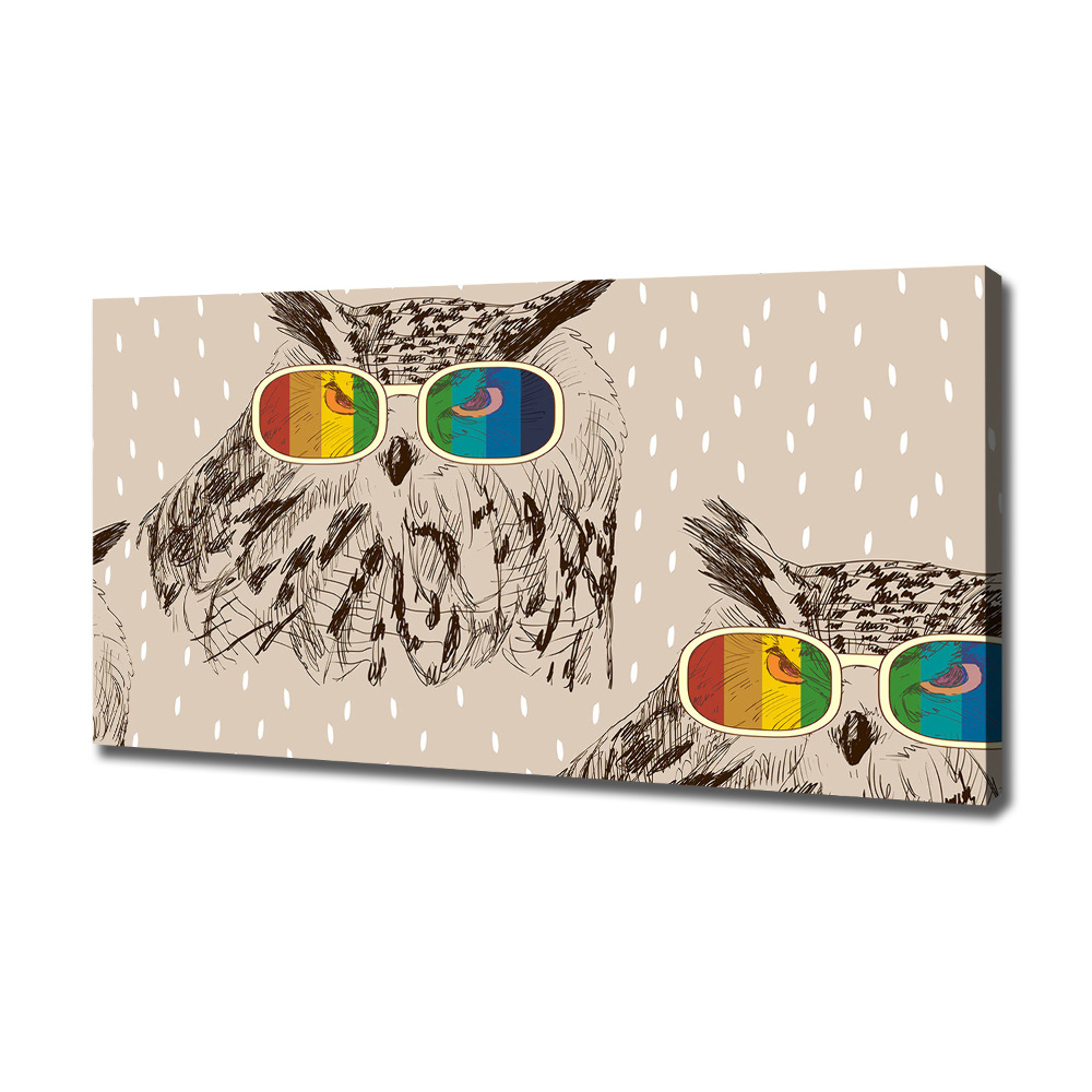 Canvas wall art Owls with glasses