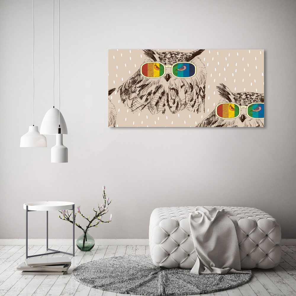 Canvas wall art Owls with glasses