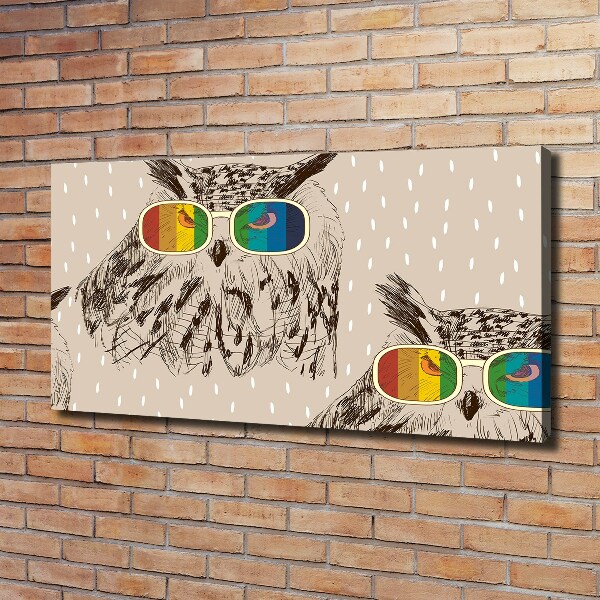 Canvas wall art Owls with glasses