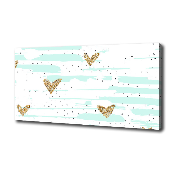 Canvas wall art Golden hearts