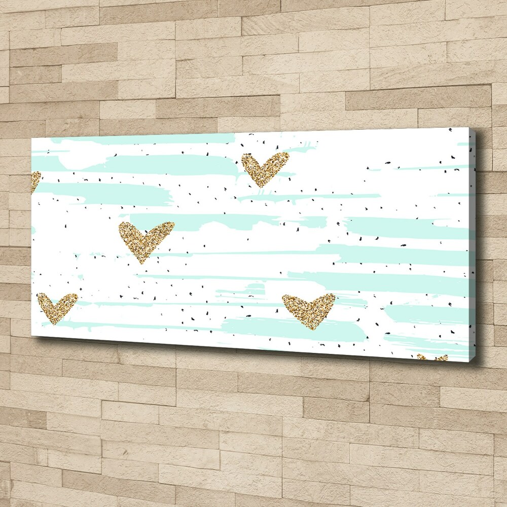 Canvas wall art Golden hearts