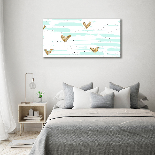 Canvas wall art Golden hearts