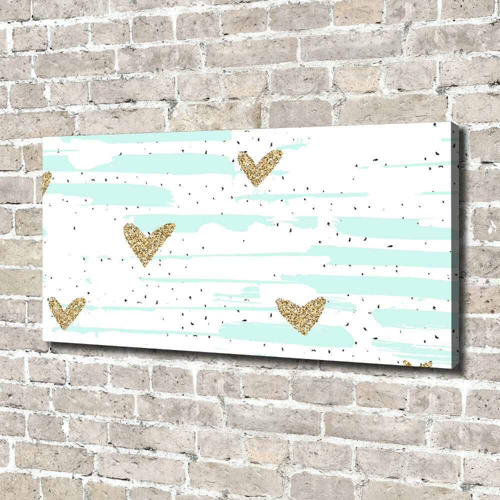 Canvas wall art Golden hearts