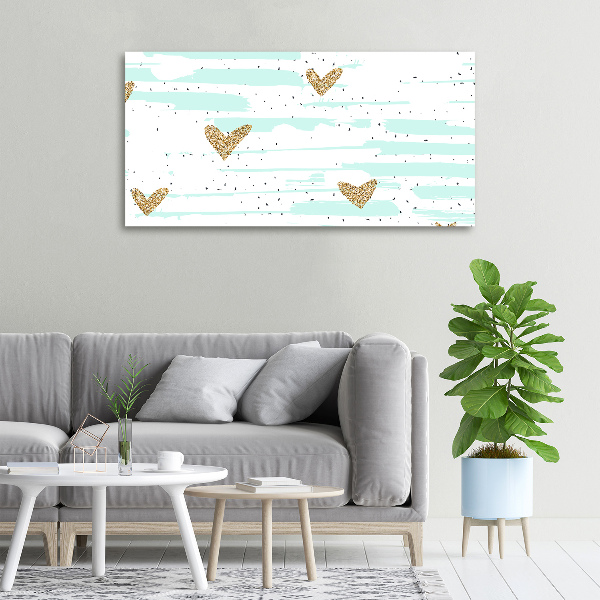 Canvas wall art Golden hearts