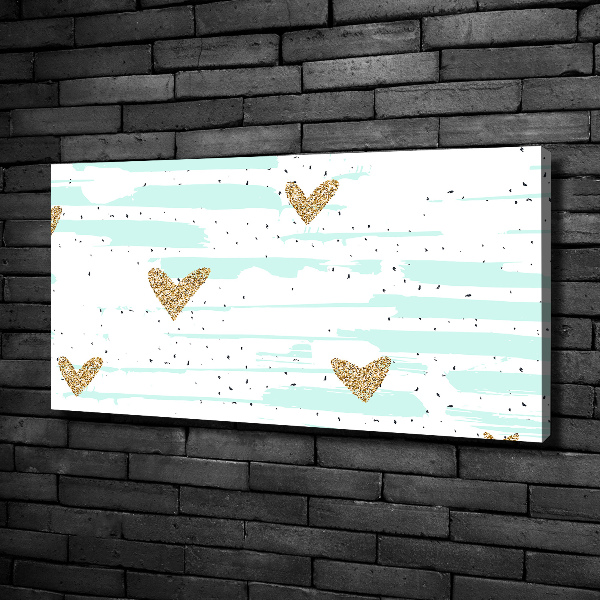 Canvas wall art Golden hearts