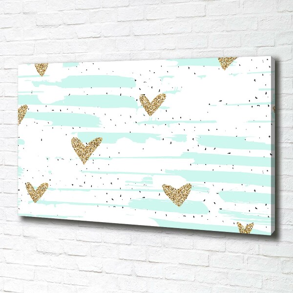 Canvas wall art Golden hearts